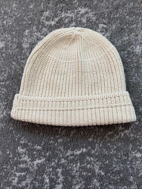 Everlane Cream Ribbed Fold-Cuff Beanie